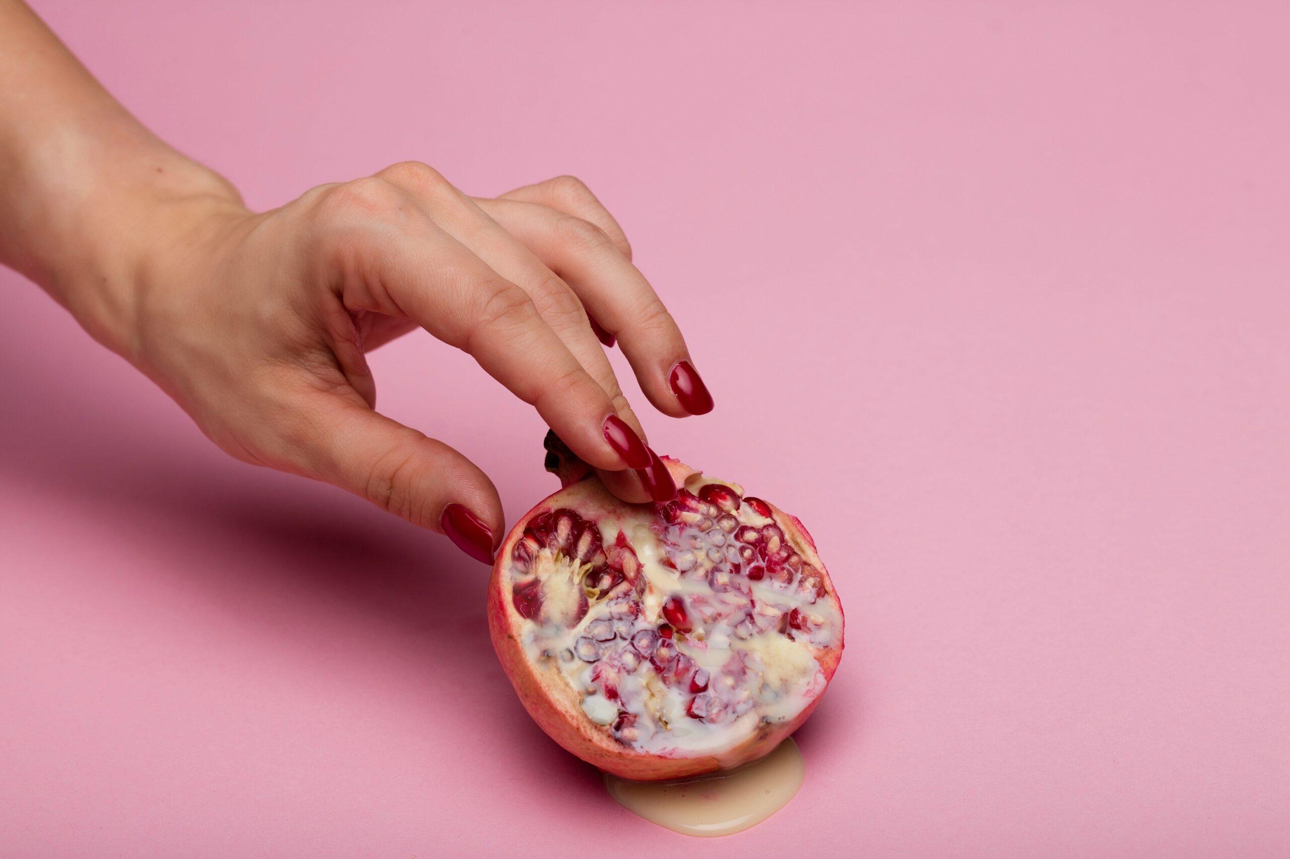 pomegranate with white liquid